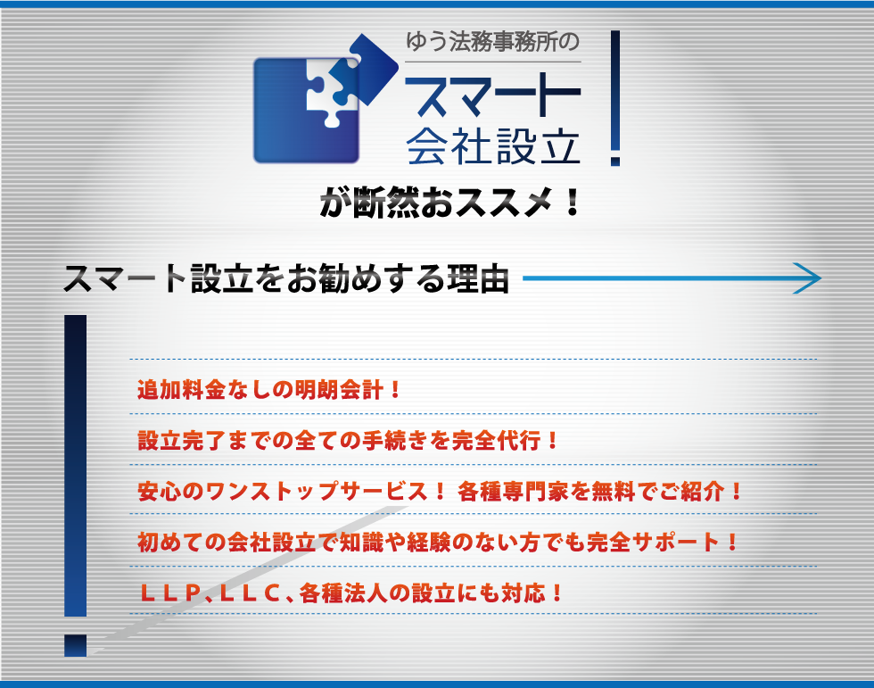 ゆう法務事務所のスマート会社設立が断然お得